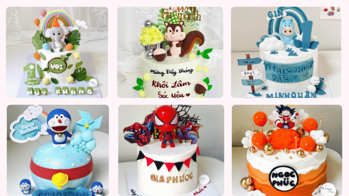 Mẫu bánh sinh nhật cho bé trai theo chủ đề hoạt hình, nhân vật